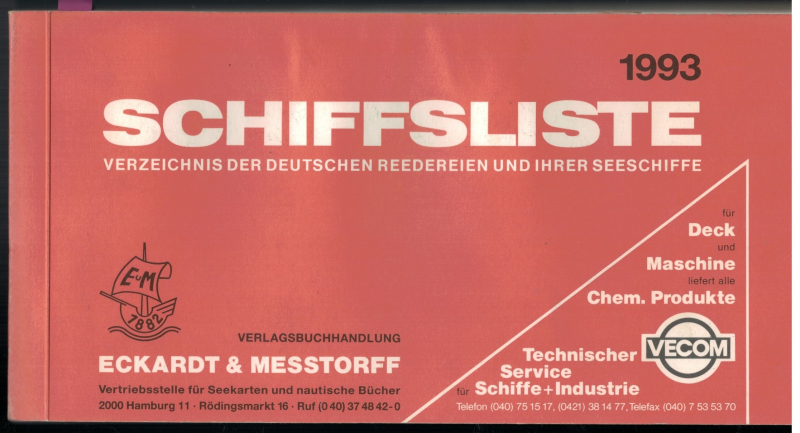 Die Deutsche Schiffsliste 1993 (1 St.) Eckardt & Messtorff